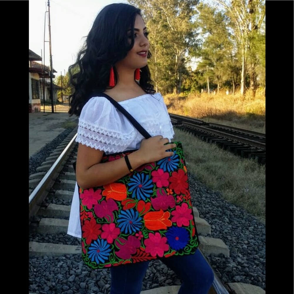 LARGE MEXICAN TOTE BAG EMBROIDERED
